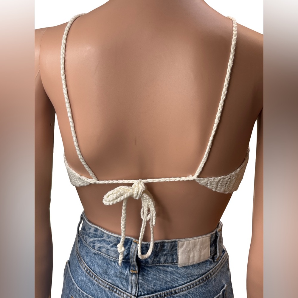 Princess Polly Ivory Knit Halter Crop Top XS - Picture 6 of 7